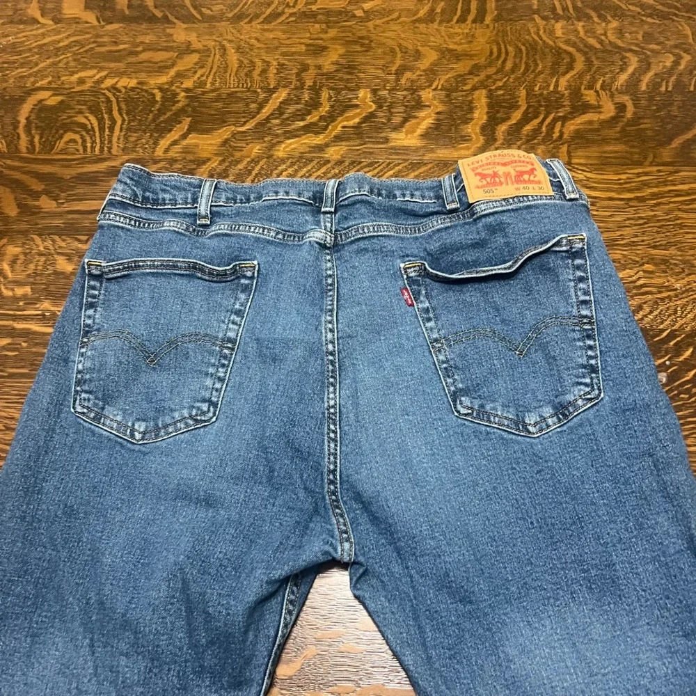 Levi's 505 Regular Fit Jeans Mens 40x30 Blue Medium Wash Straight Leg Stretch